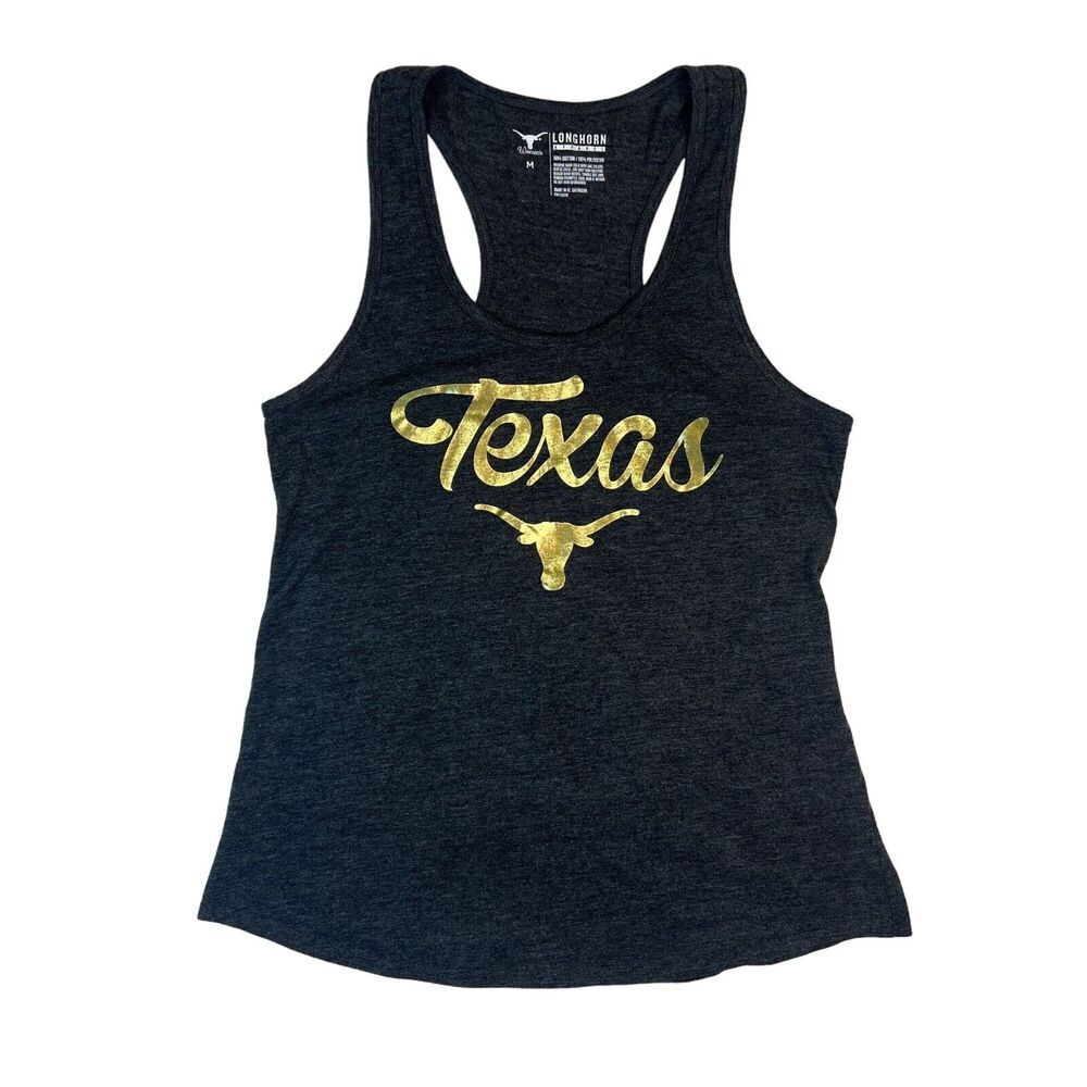 University of Texas UT Longhorn Apparel Women's Dark Grey Tank Gold Letters Sz M